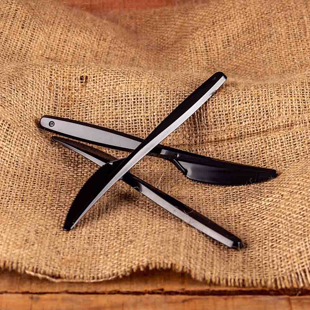 CUCHILLO PLASTICO NEGRO REFORZADO BISTROT (DARNEL) BLISTER *20UNID.