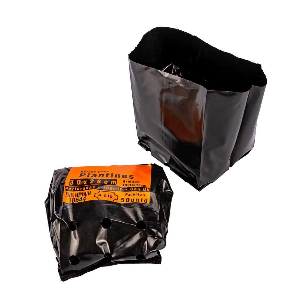 BOLSAS PLANTIN FERNANDEZ (BD - 90MIC - C/PERF - ARMADA 17X15X16) .4 LTS 30X26CM *50UNID