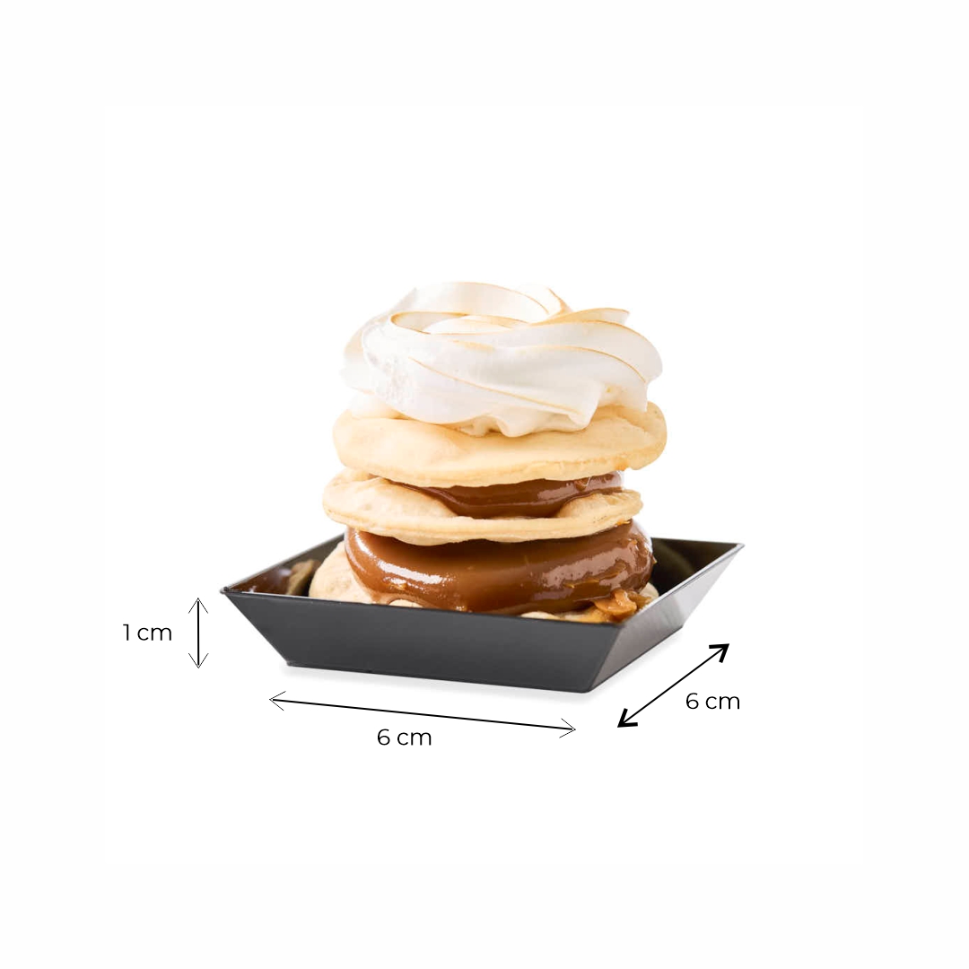 PLATO PETITE CUADRADO PLASTICO NEGRO (6*6*1CM) BLISTER *24UNID.