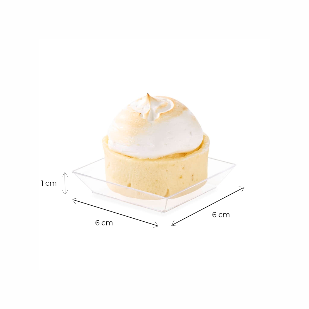 PLATO PETITE CUADRADO PLASTICO CRISTAL (6*6*1CM) BLISTER *24UNID.