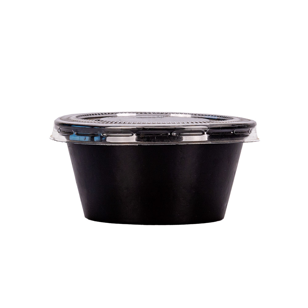 POTE SOUFFLE PLASTICO NEGRO 2OZ PAQ.*100UNID