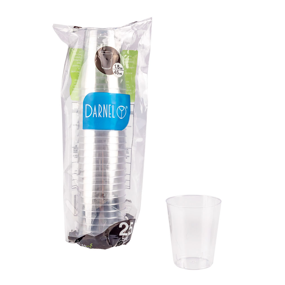 VASOS MURANO PLASTICO CRISTAL 1.5OZ PAQ.*25UNID