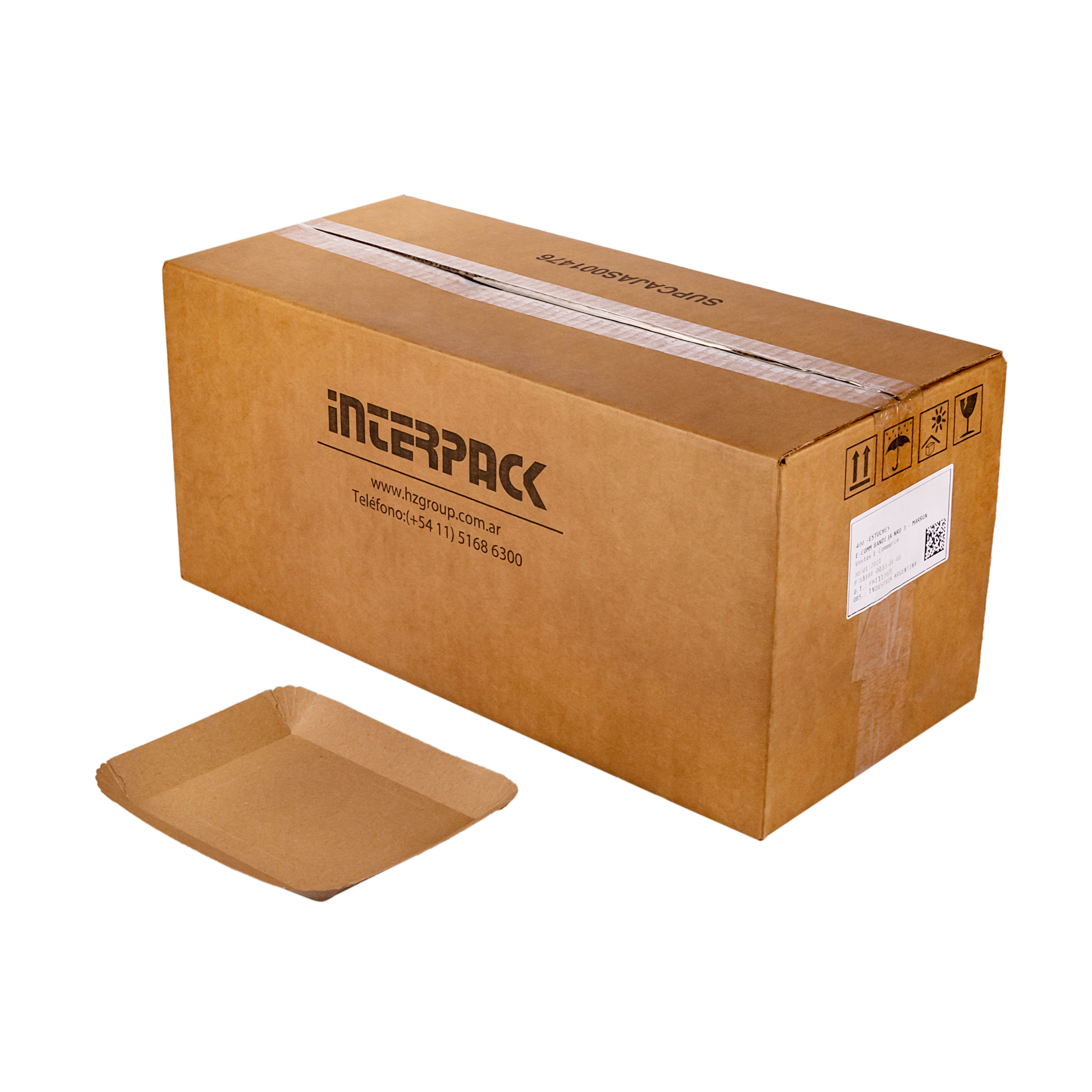 BANDEJA CARTON RECTANGULAR KRAFT Nº3 (18*21*2.2CM) BIOHZ *400UNID