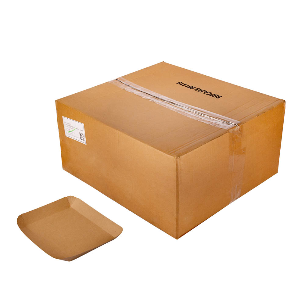 BANDEJA CARTON RECTANGULAR KRAFT Nº4 (18.5*23*2.2CM) BIOHZ *600UNID