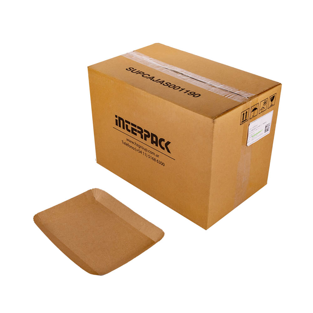 BANDEJA CARTON RECTANGULAR KRAFT Nº5 (21*27*2.2CM) BIOHZ *300UNID