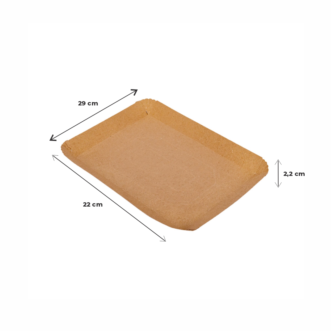 BANDEJA CARTON RECTANGULAR KRAFT Nº6 (22*29*2.2CM) BIOHZ *600UNID