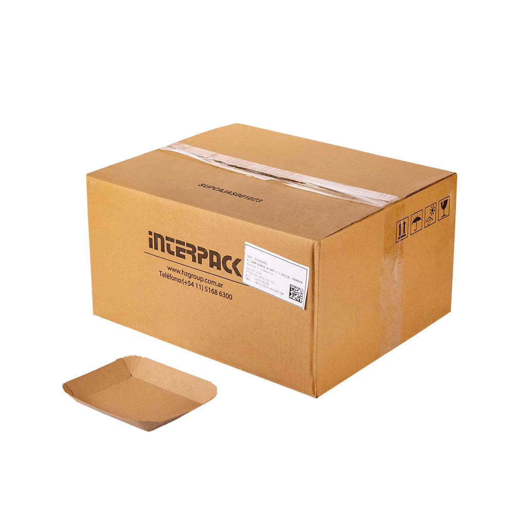 BANDEJA CARTON RECTANGULAR KRAFT Nº2 (15*17.3*2.2CM) BIOHZ *800UNID