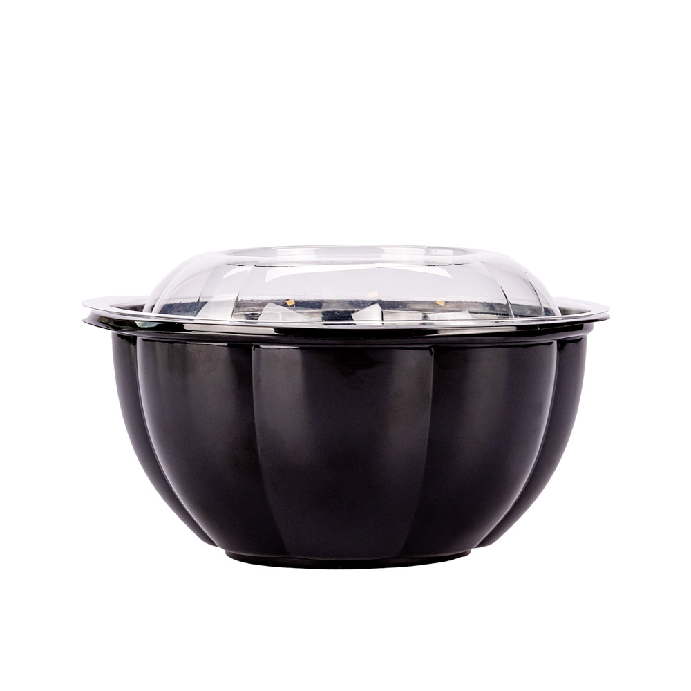 ENSALADERA REDONDA BANDEX PET NEGRA 900CC (448BN) (17*8CM) *110UNID