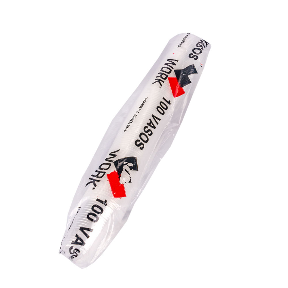 VASOS PLASTICOS TRASLUCIDOS 180CC WORK *100UNID