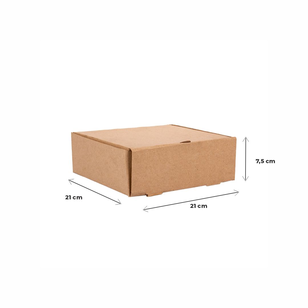CAJA MICRO CARTON MARRON/MARRON (21*21*7.5CM) (GRAN LOMO) *100UNID.