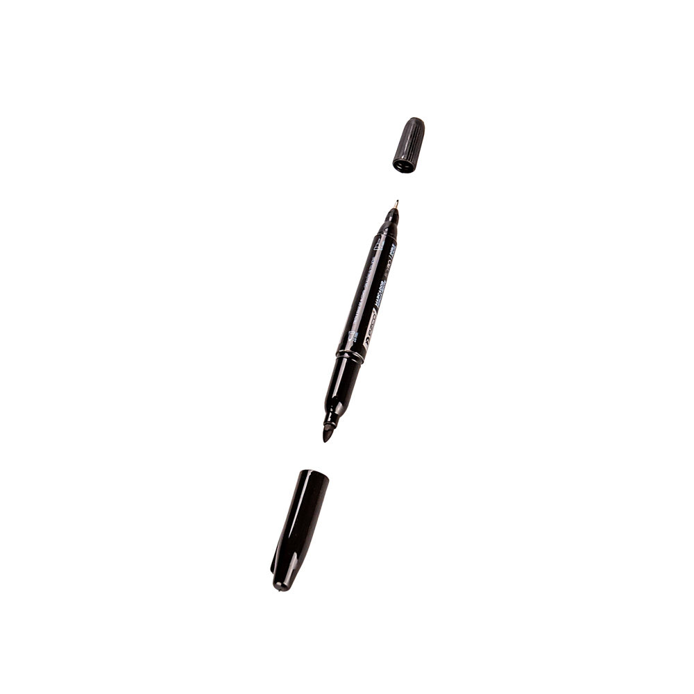 MARCADOR PUNTA DOBLE EZCO DOPPIO PERMANENTE (2 EN 1) NEGRO *UNID