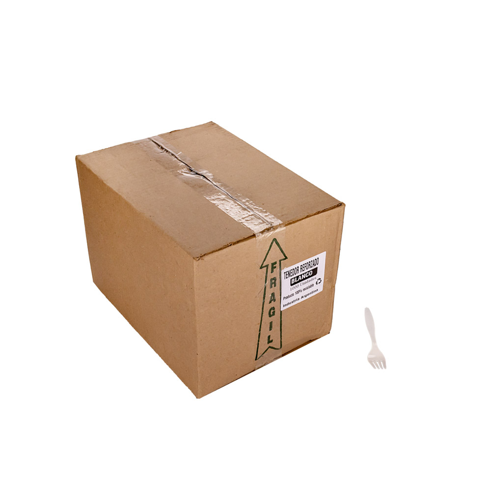 TENEDOR PLASTICO BLANCO.(ECO) CAJA *800UNID.