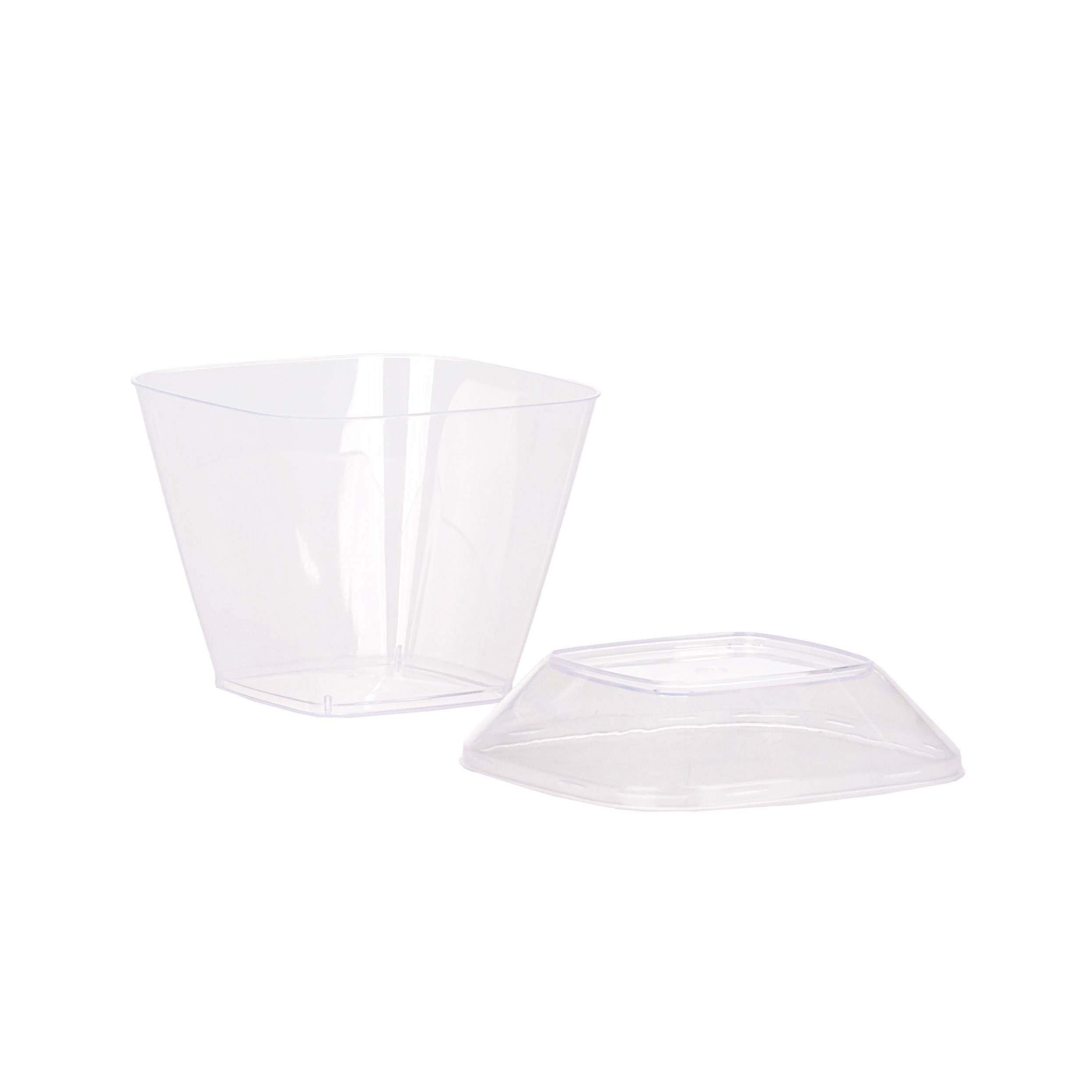 STRAWPLAST POTE RIGIDO 180CC CUADRADO C/TAPA CRISTAL (ST-532) *10UNID