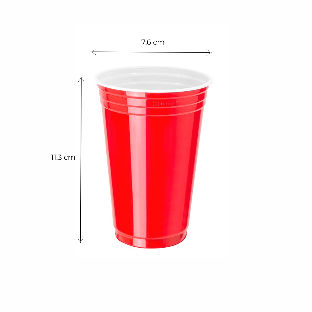 VASOS PLASTICOS AMERICANOS ROJO/BLANCO 300CC COPOBRAS (CF-300) *25UNID