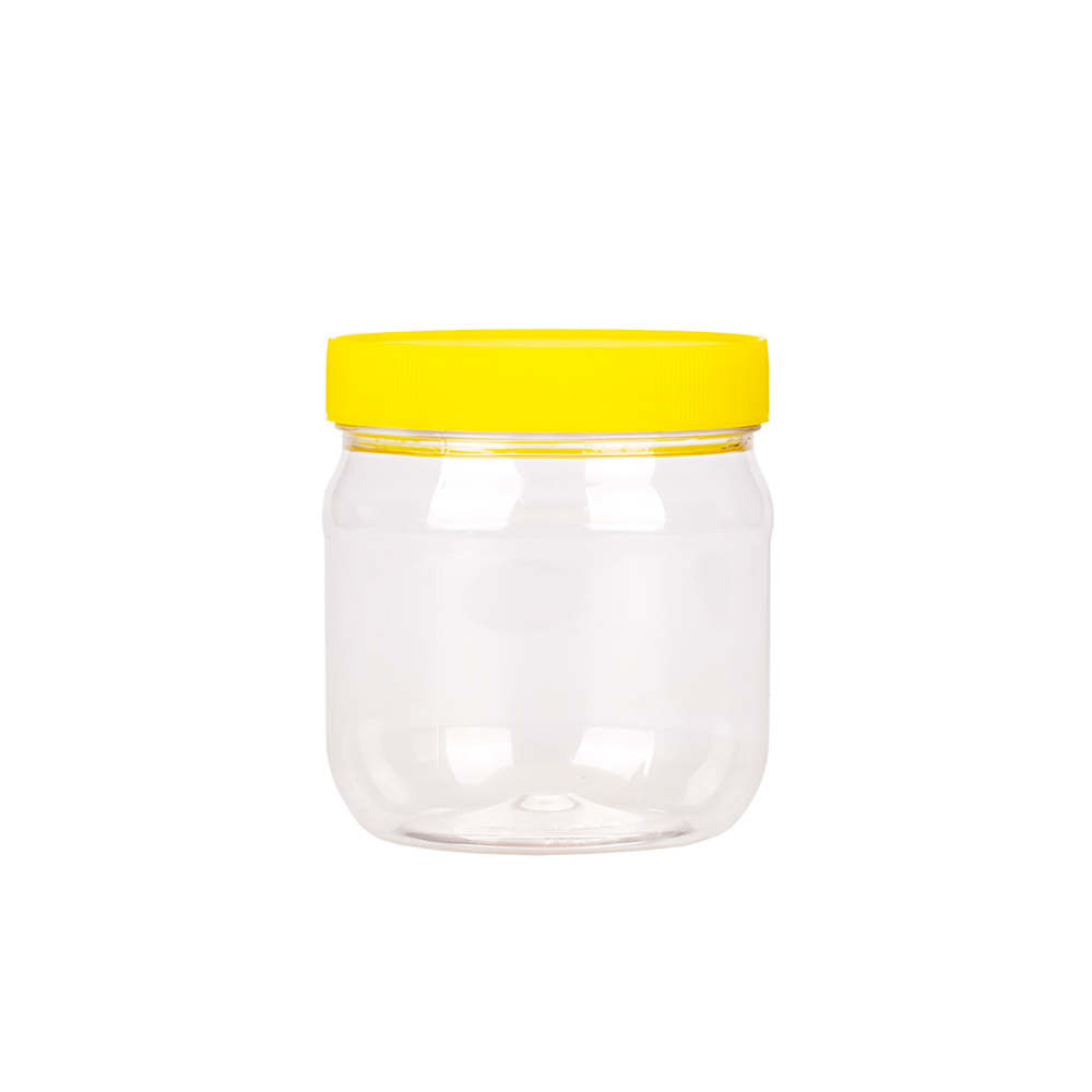 POTE PLASTICO CRISTAL MIEL.1000GRS CON TAPA ROSCA AMARILLA  *UNID