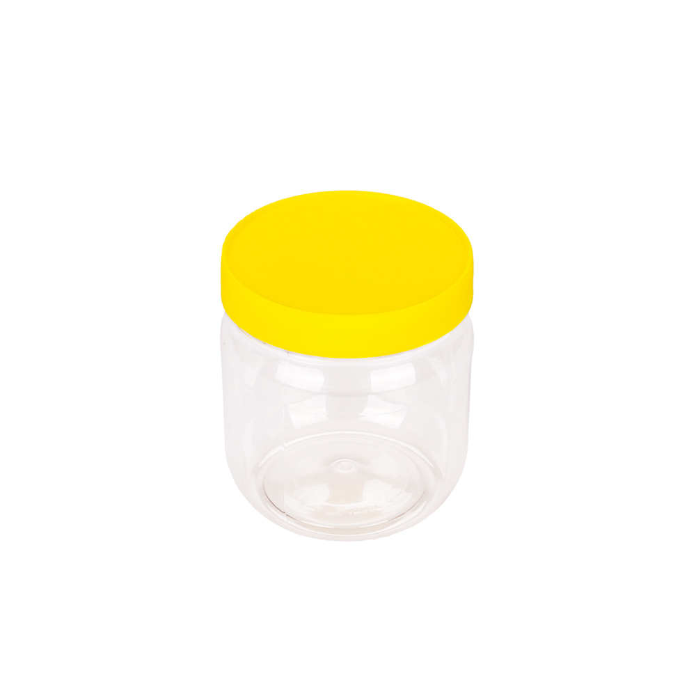 POTE PLASTICO CRISTAL MIEL.1000GRS CON TAPA ROSCA AMARILLA  *UNID