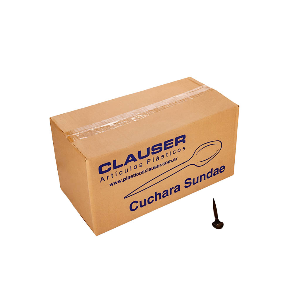 CUCHARA PLASTICA SUNDAE NEGRA (CLAUSER) CAJA *1000UNID.