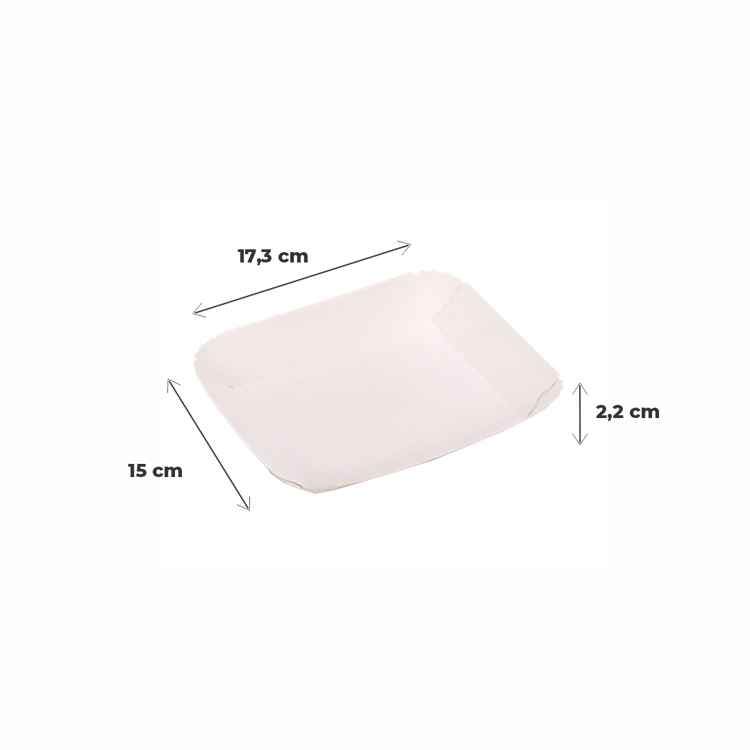 BANDEJA CARTON RECTANGULAR CARTULINA Nº2 (15*17.3*2.2CM) BIOHZ *600UNID