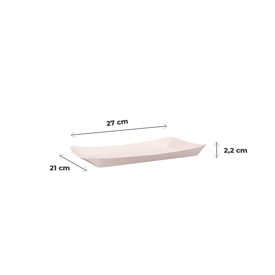 BANDEJA CARTON RECTANGULAR CARTULINA Nº5 (21*27*2.2CM) BIOHZ *300UNID