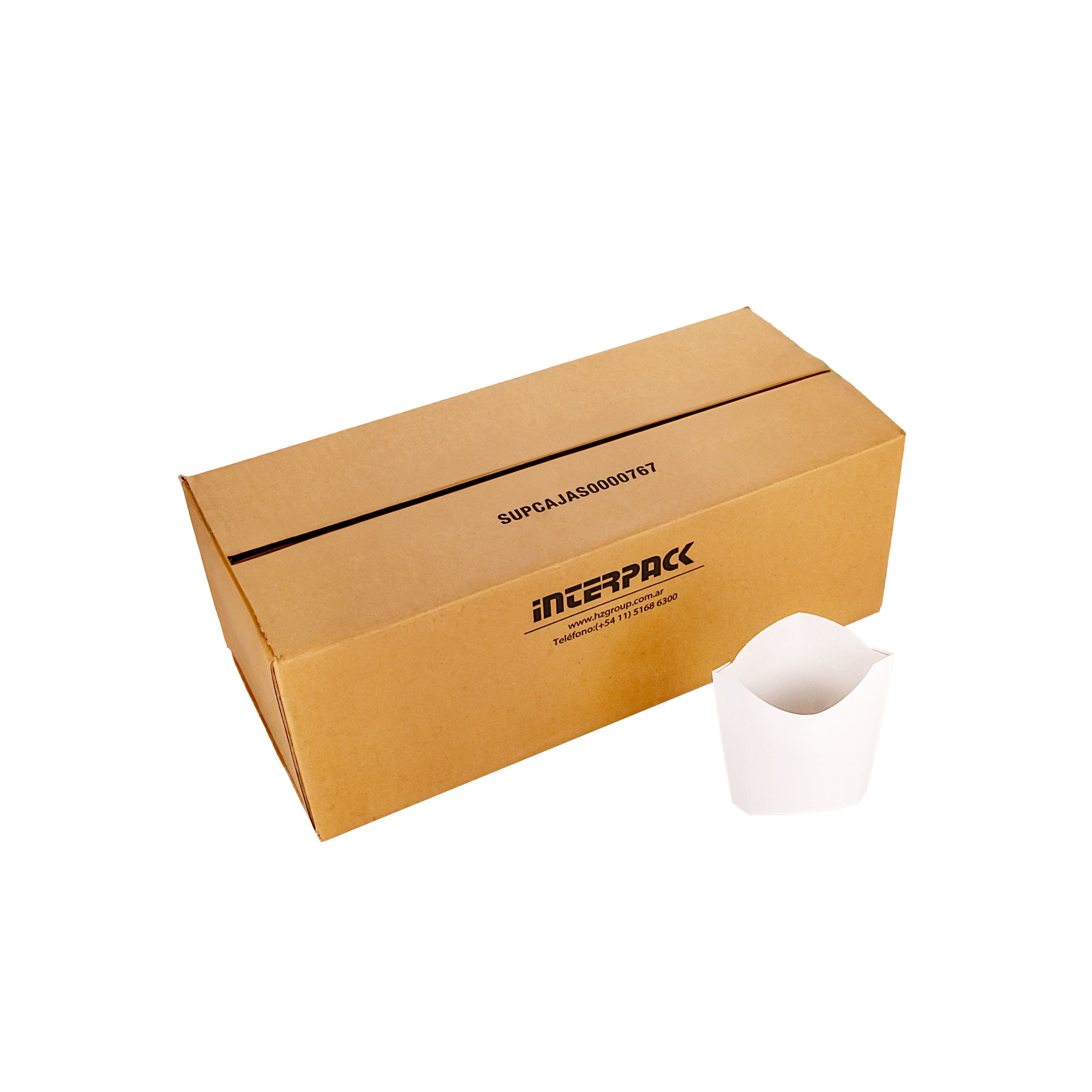 CAJA DELIVERY BIOHZ PAPAS FRITAS SOBRE BLANCO GRANDE (15.5*9.5*5.5CM) *450UNID