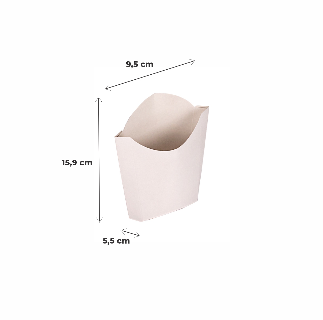 CAJA DELIVERY BIOHZ PAPAS FRITAS SOBRE BLANCO GRANDE (15.5*9.5*5.5CM) *450UNID