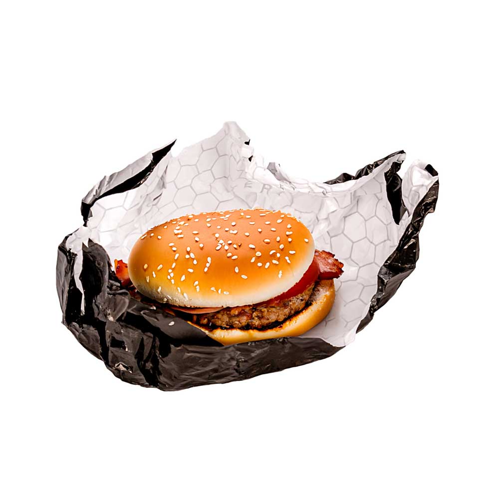 PAPEL FAST FOOD ALUMINIO PANALTERMICO 30*40CM NEGRO (160 HOJAS) *KG