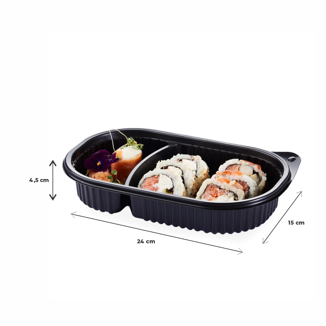 BANDEJA MICRO BANDEX NEGRA Nº180 C/2 CAVIDADES (15*24*4.5CM) *50UNID