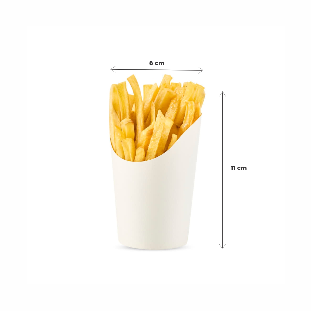 CONTENEDOR PAPAS FRITAS POLIPAPEL BLANCO LISO 16OZ (8*11CM) *50UNID