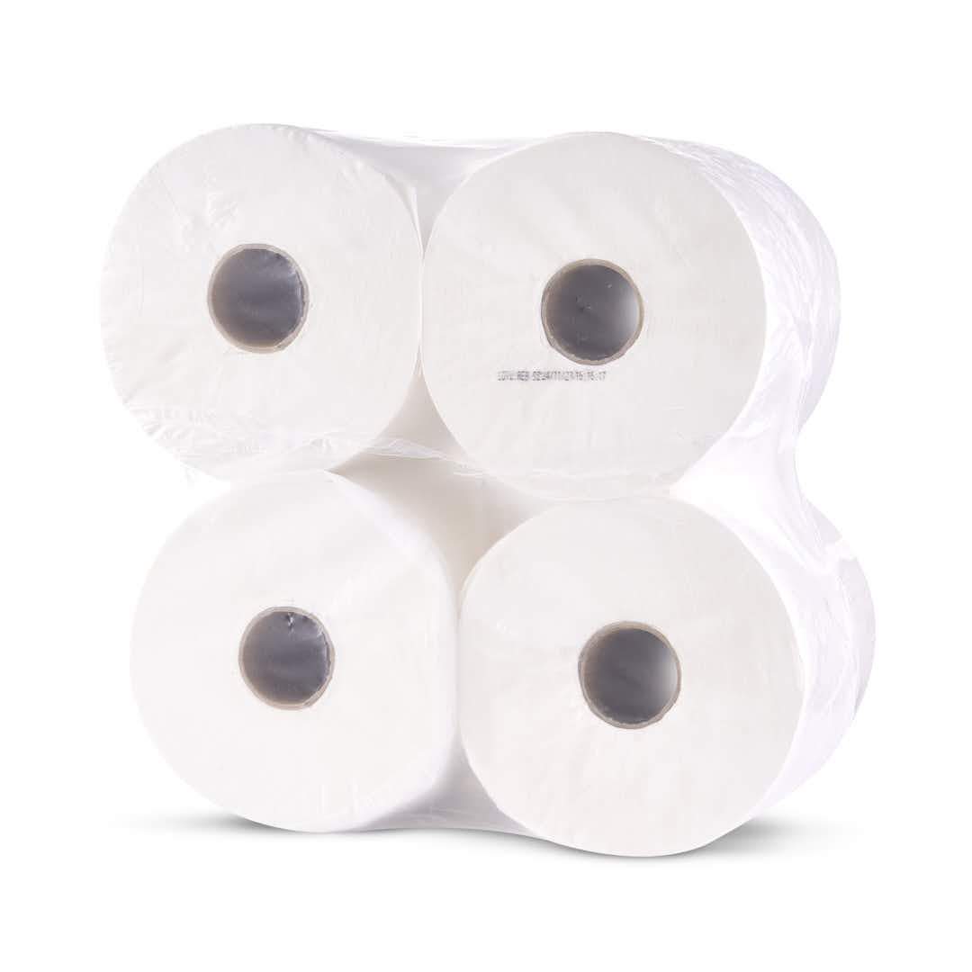 TOALLAS EN ROLLO PAPEL (19.5CM*200MTS) ELEGANTE BLANCA PREMIUN *4 ROLLOS
