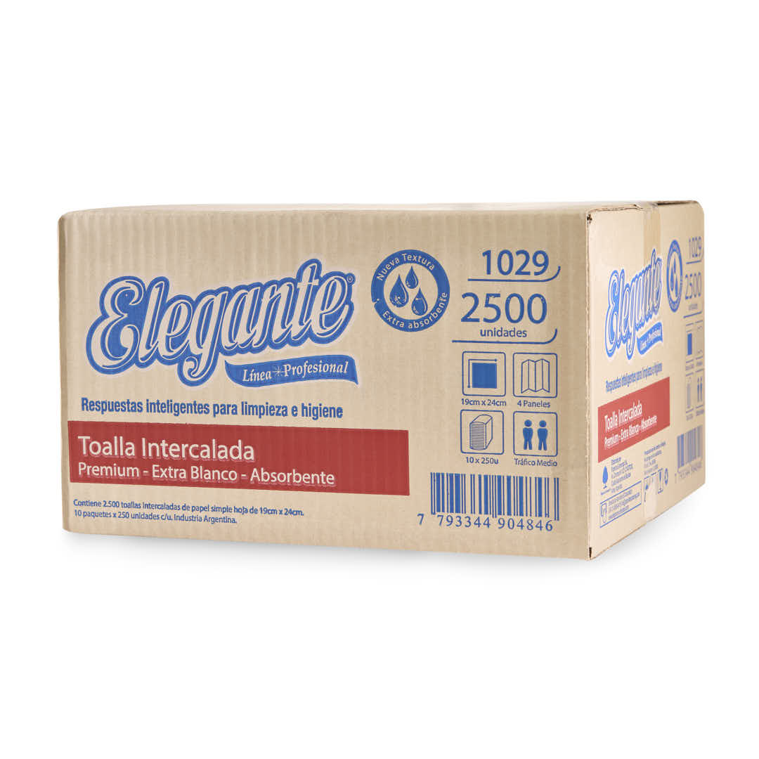 TOALLAS INTERCALADAS ELEGANTE BLANCA (2500UNID.4 PANELES) PREMIUM *CAJA