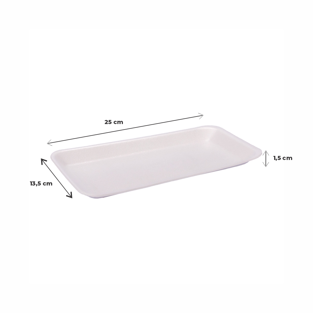 BANDEJA EXPANDIDO BLANCA ECO Nº615 (13.5*25*1.5CM) BULTO *400UNID