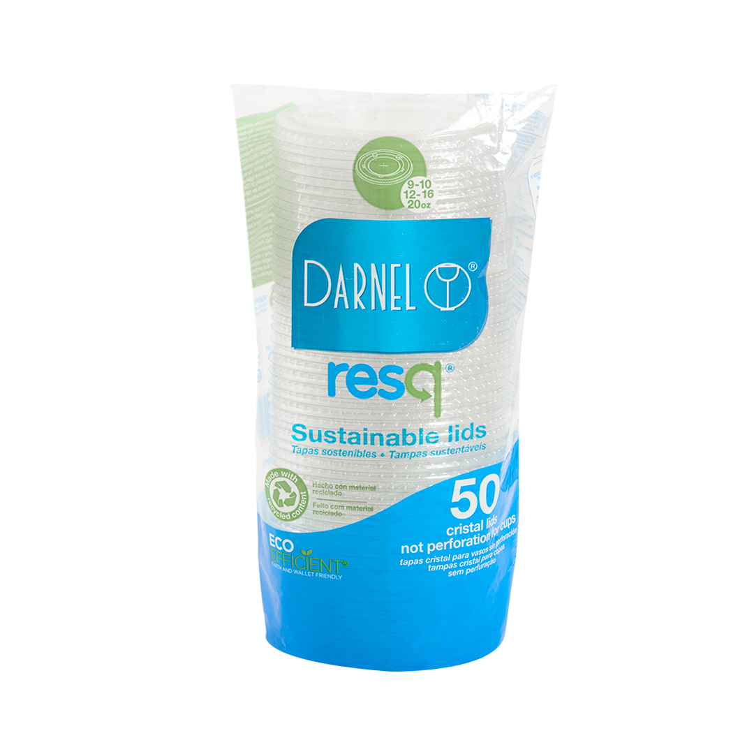 TAPA VASO PLASTICO FRAPPE PET DARNEL (PLANA CERRADA) PARA 9/12/16/20OZ *50UNID