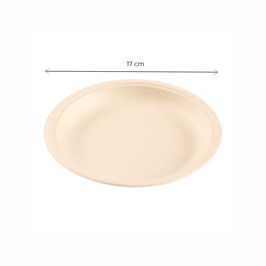 PLATOS BAGAZO DE CAÑA BIO 17CM BEIGE *50UNID