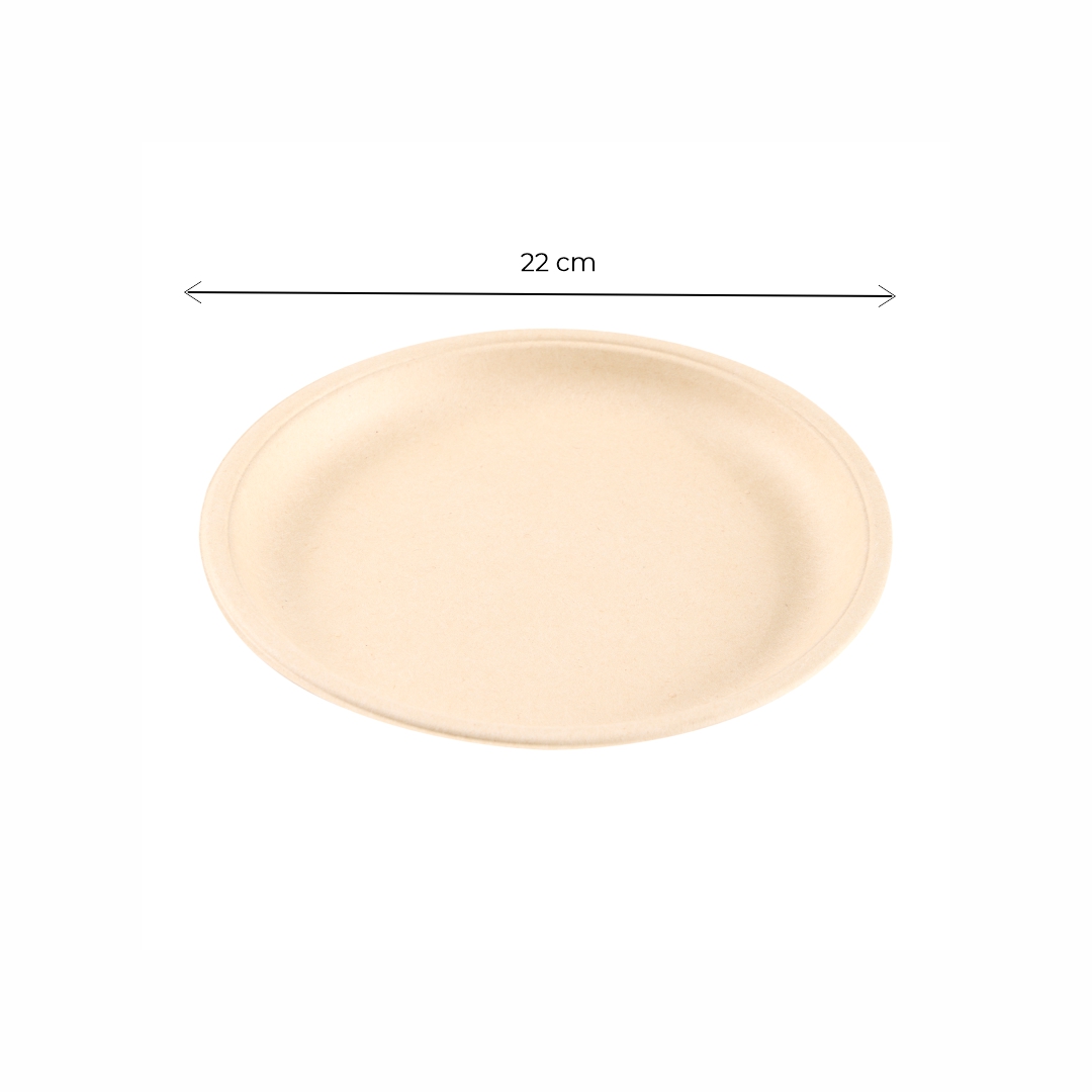PLATOS BAGAZO DE CAÑA BIO 22CM BEIGE *50UNID