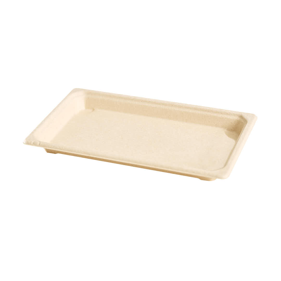 BANDEJA BAGAZO DE CAÑA BIO RECT BAJA BEIGE (14.5*2*23.5CM) *50UNID.