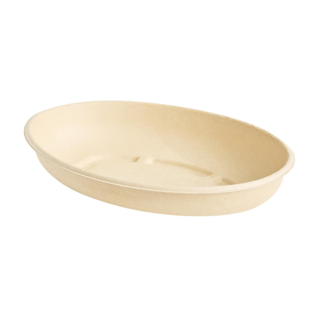 BANDEJA BAGAZO DE CAÑA BIO OVAL 780CC BEIGE (16*3.5*23CM) *50UNID.