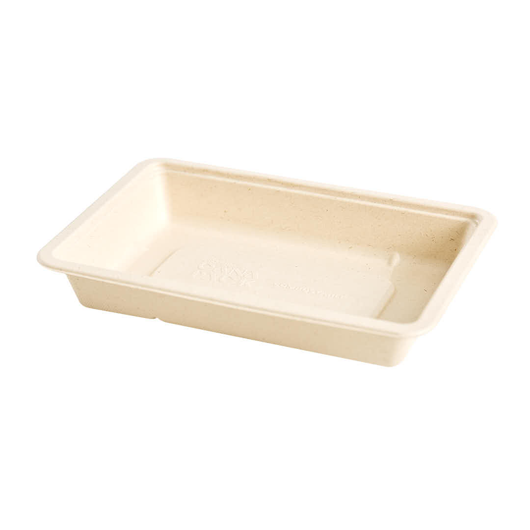 BANDEJA BAGAZO DE CAÑA BANDEX RECT.105 BEIGE 1200CC (17*25*4CM) *100UNID