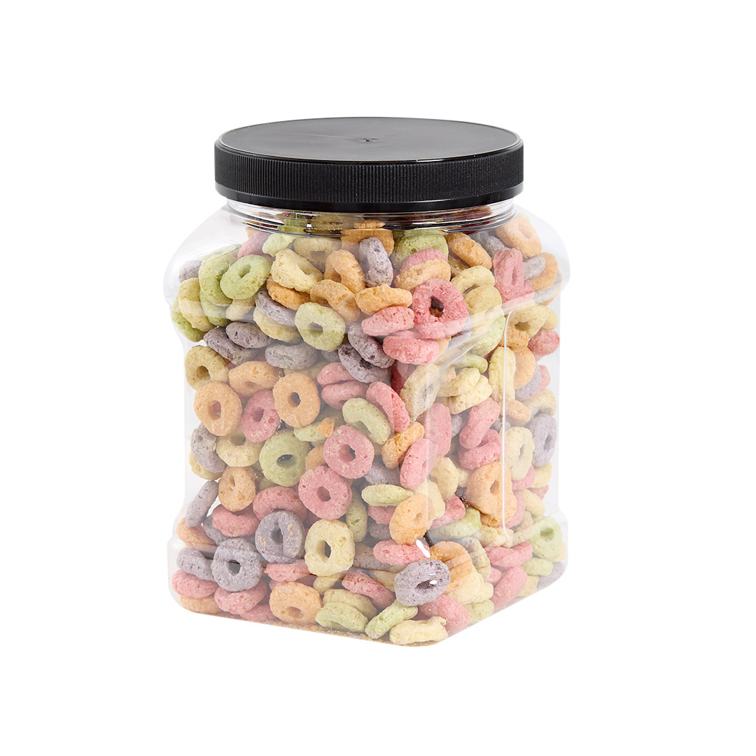 FRASCO PLASTICO CRISTAL.1500CC (48OZ) CUADRADO CON TAPA ROSCA NEGRA PAQ*6UNID