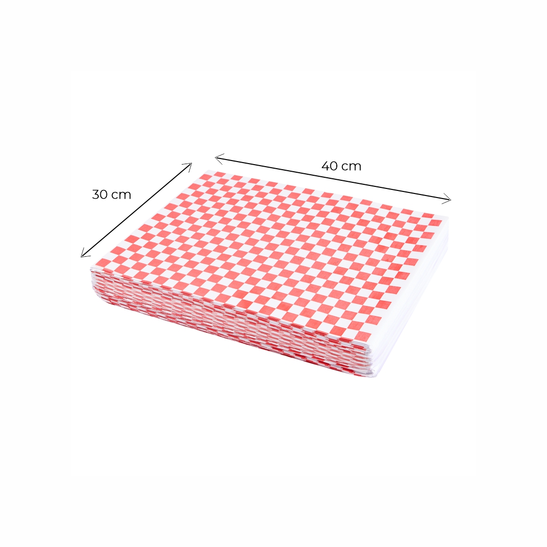 INDIVIDUALES PAPEL MULTI &#039;CUADRO ROJO&#039; BLANCO (70GRS - 30X40CM) PAQ*500UNID .