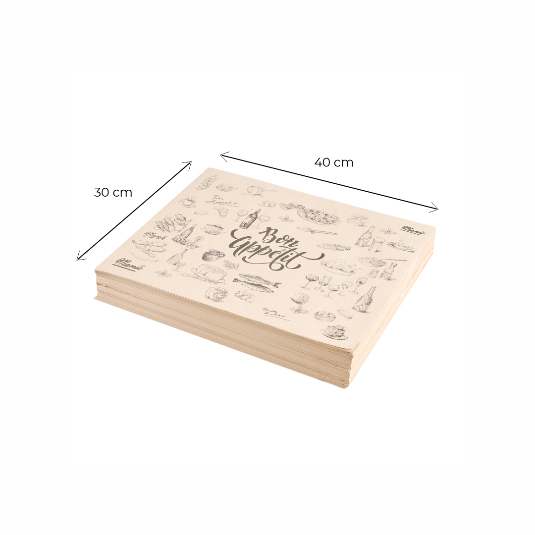 INDIVIDUALES PAPEL MULTI &#039;BON APPETIT&#039; KRAFT (60GRS - 30X40CM) PAQ*500UNID .