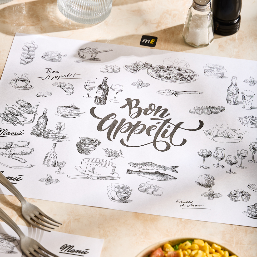 INDIVIDUALES PAPEL MULTI &#039;BON APPETIT&#039; BLANCO (70GRS - 30X40CM) PAQ*500UNID .