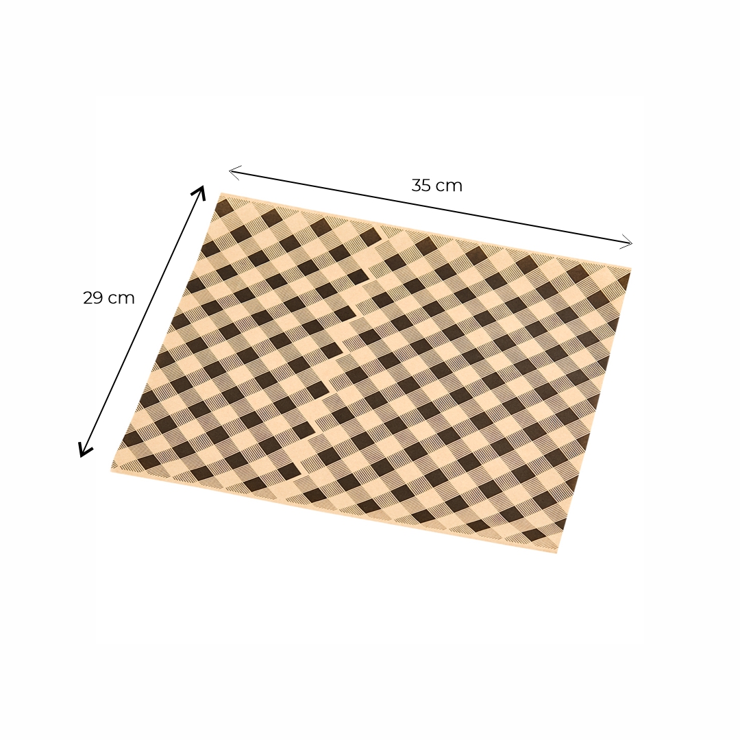 PAPEL ANTIGRASA MULTI 29*35CM KRAFT CUADRO NEGRO (SIMIL BIOXIDO) (1.62KG) *400 HOJAS