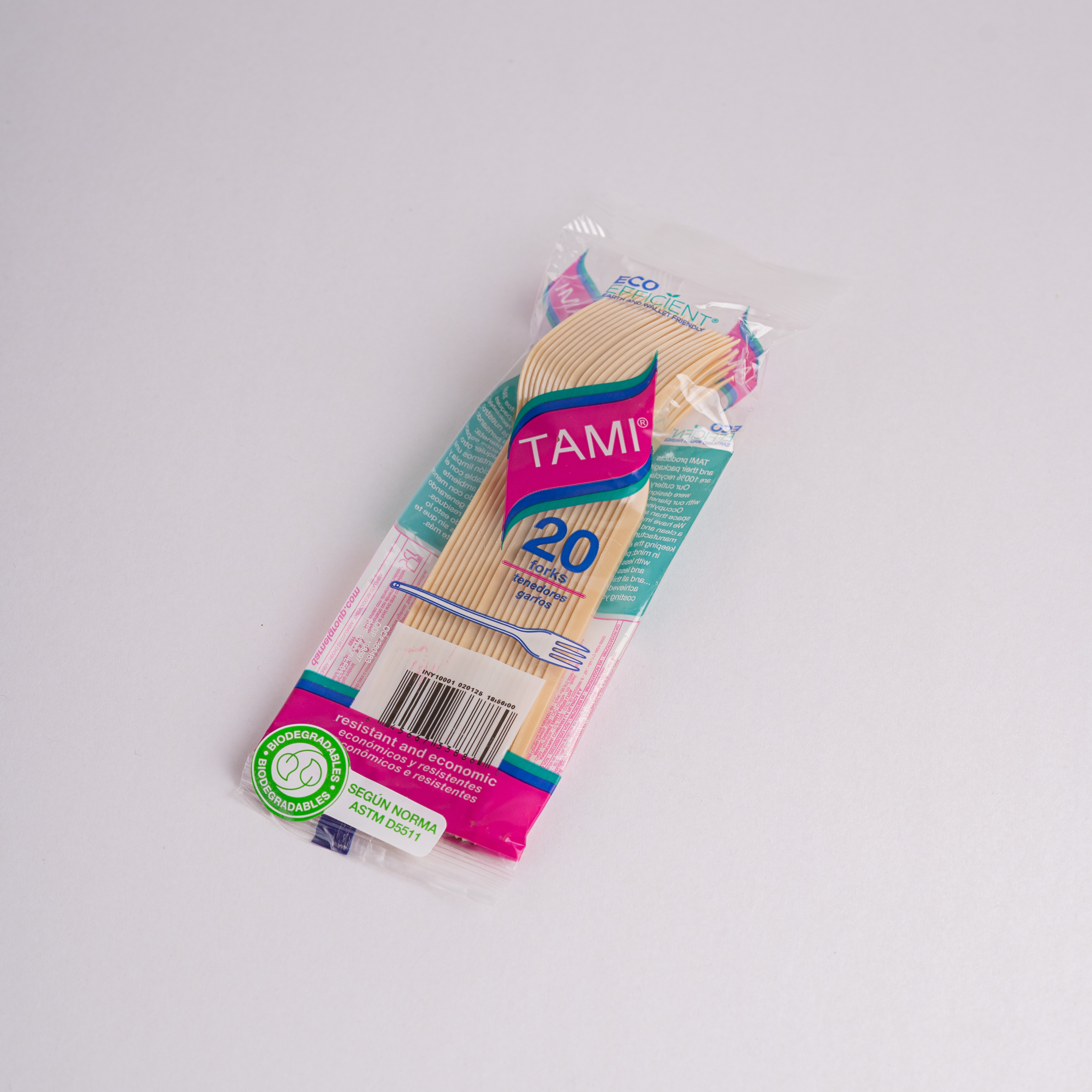 TENEDOR PLASTICO NATURAL BIO (DARNEL) TAMI *20UNID.