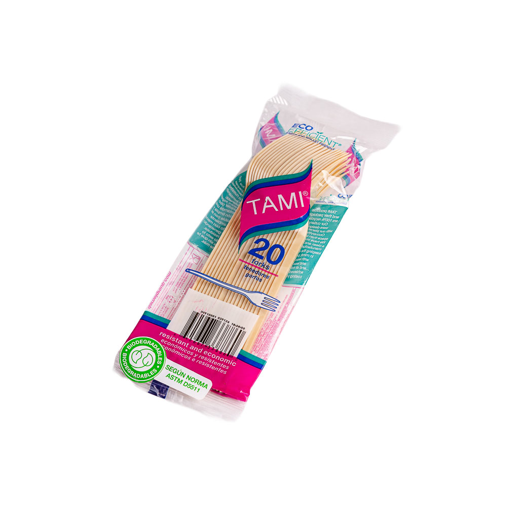 TENEDOR PLASTICO NATURAL BIO (DARNEL) TAMI *20UNID.
