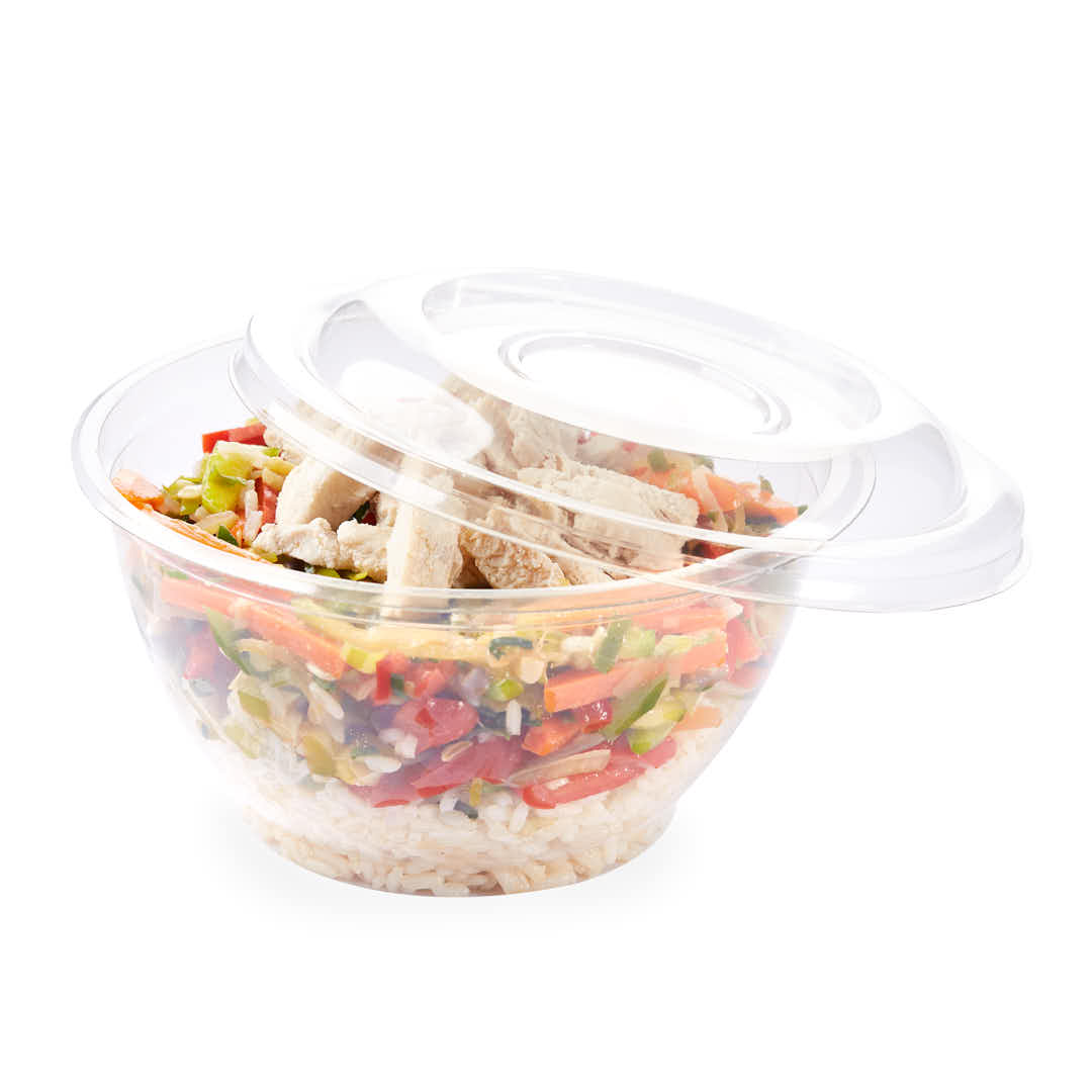 ENSALADERA REDONDA DPM PET CRISTAL  C/ TAPA 1100CC (16.5*9CM) *200UNID