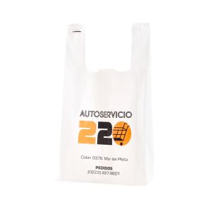 mEP BOLSA CAMISETA A/D PERSONALIZADA 1 O 2 COLORES 15MIC  (45*55CM) X UNIDAD