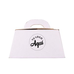 mEP ESTUCHE TORTA CARTON MICRO BLANCO/MARRON PERSONALIZADO CHICO (23*23*12CM) X UNIDAD