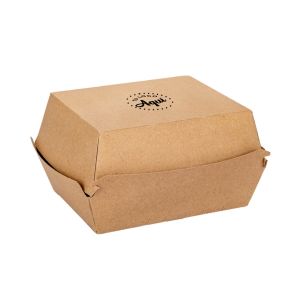 mEP CAJA HAMBURGUESA KRAFT PERSONALIZADO BIOHZ MEGA DOBLE (12.7*11.4*8.7CM) X UNIDAD