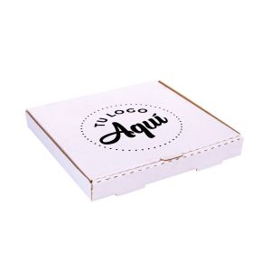 mEP CAJA PIZZA CARTON MICRO BLANCO/MARRON PERSONALIZADO CHICA (27*27*3.5CM) X UNIDAD