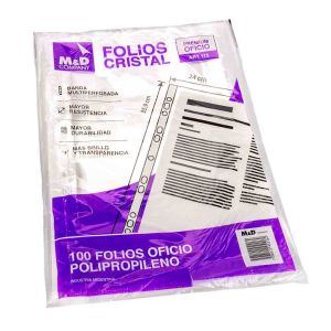 FOLIOS COMERCIALES M&D OFICIO (100 UNID) (40MIC) *PAQ.